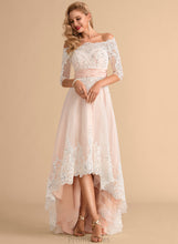 Load image into Gallery viewer, Wedding Tulle Dress A-Line Asymmetrical Wedding Dresses Lace With Sequins Jaslene Satin