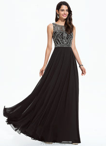 With Beading Nataly Neck Prom Dresses Floor-Length Sequins Scoop Chiffon A-Line