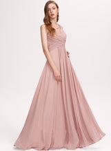 Load image into Gallery viewer, V-neck Chiffon Prom Dresses Amani Floor-Length Ruffle A-Line With