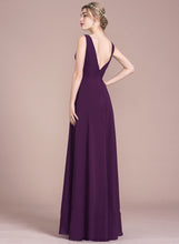 Load image into Gallery viewer, Donna Split Front Floor-Length V-neck With A-Line Prom Dresses Chiffon Ruffle