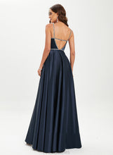 Load image into Gallery viewer, With Prom Dresses Ball-Gown/Princess Emily V-neck Satin Floor-Length Sequins Beading