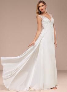 Sweep Chiffon Wedding Train V-neck Wedding Dresses Lace A-Line Dress Alani