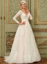 Load image into Gallery viewer, V-neck Tulle Brynn Train Wedding Ball-Gown/Princess Sweep Lace Wedding Dresses Dress