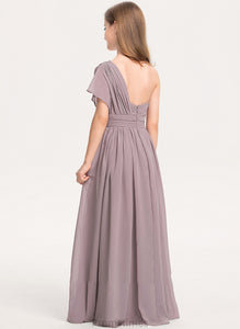 With Junior Bridesmaid Dresses Marianna A-Line One-Shoulder Floor-Length Chiffon Ruffle