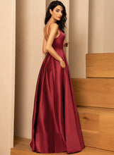 Load image into Gallery viewer, Pockets Nayeli V-neck With Prom Dresses A-Line Satin Floor-Length