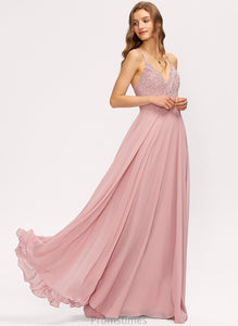 Tamara Floor-Length A-Line V-neck Chiffon Prom Dresses