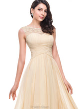 Load image into Gallery viewer, Prom Dresses Beading A-Line Chiffon Floor-Length Anabelle With Scoop Ruffle Flower(s) Neck