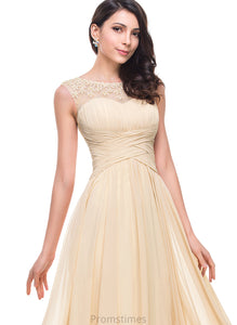 Prom Dresses Beading A-Line Chiffon Floor-Length Anabelle With Scoop Ruffle Flower(s) Neck