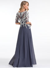 Load image into Gallery viewer, Split With V-neck Chiffon Averie Front Floor-Length Sequins Prom Dresses A-Line