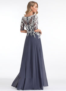 Split With V-neck Chiffon Averie Front Floor-Length Sequins Prom Dresses A-Line