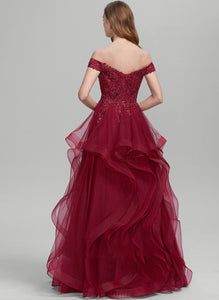 Floor-Length Kaylah With Sequins Off-the-Shoulder Prom Dresses Tulle Ball-Gown/Princess