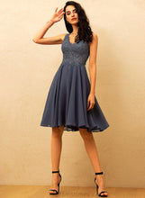 Load image into Gallery viewer, Chiffon A-Line Short/Mini Kaley Beading Lace With Prom Dresses V-neck