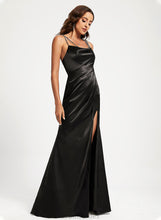 Load image into Gallery viewer, Cowl Satin Beading Prom Dresses Kamari Floor-Length Ruffle Neck With Sheath/Column