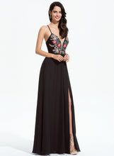 Load image into Gallery viewer, Floor-Length Sequins A-Line With Chiffon Prom Dresses Lace Areli V-neck