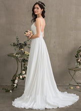 Load image into Gallery viewer, Wedding Dresses Sweetheart Chiffon Geraldine A-Line Dress Sweep Wedding Train