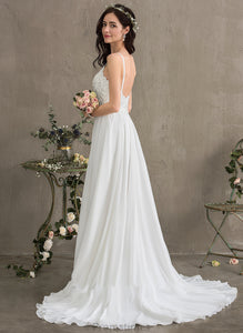 Wedding Dresses Sweetheart Chiffon Geraldine A-Line Dress Sweep Wedding Train