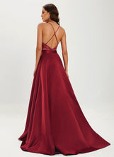 Load image into Gallery viewer, Neck Sequins Raegan Train With Ball-Gown/Princess Scoop Sweep Prom Dresses Satin