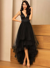 Load image into Gallery viewer, Prom Dresses Ball-Gown/Princess V-neck With Beading Asymmetrical Phyllis Tulle