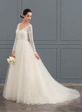 Load image into Gallery viewer, Ball-Gown/Princess Train Wedding Dresses V-neck Court Vanessa Wedding Tulle Dress Lace