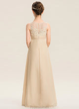 Load image into Gallery viewer, Chiffon Floor-Length A-Line Lace Scoop Taniyah Neck Junior Bridesmaid Dresses