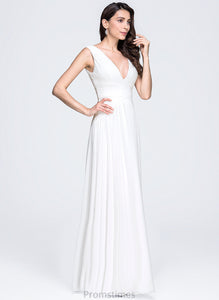 With Pleated Ava V-neck Floor-Length Chiffon A-Line Dress Wedding Dresses Wedding