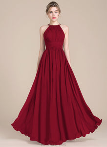 A-Line Viviana With Prom Dresses Scoop Floor-Length Chiffon Ruffle