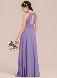 Breanna Floor-Length Ruffle Scoop Chiffon Neck Junior Bridesmaid Dresses A-Line With