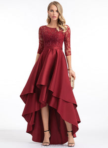 Scoop A-Line Prom Dresses Neck Sequins With Asymmetrical Satin April