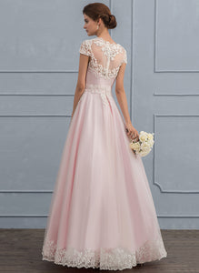 Wedding Ball-Gown/Princess With Sequins V-neck Floor-Length Wedding Dresses Valentina Lace Beading Dress Tulle