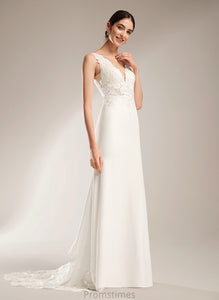 Sequins Sheath/Column Train With Dress V-neck Wedding Wedding Dresses Mara Court