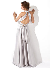 Load image into Gallery viewer, Charmeuse Prom Dresses With Floor-Length Pleated A-Line V-neck Elianna