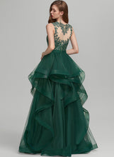 Load image into Gallery viewer, Lace Floor-Length Fiona Illusion Ball-Gown/Princess Scoop Prom Dresses Tulle