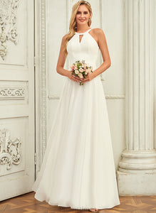 A-Line Wedding Floor-Length Dress Chiffon Scoop Wedding Dresses Frederica