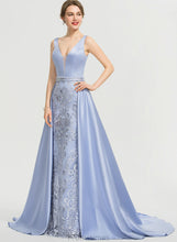 Load image into Gallery viewer, Sweep With V-neck Ball-Gown/Princess Heidi Beading Prom Dresses Train Satin Sequins