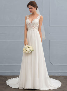 Wedding Theresa Train Dress V-neck A-Line Chiffon Wedding Dresses Court