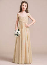 Load image into Gallery viewer, Floor-Length Chiffon Off-the-Shoulder Fatima Junior Bridesmaid Dresses A-Line Ruffle With