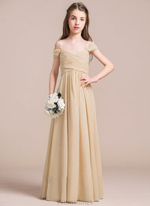 Floor-Length Chiffon Off-the-Shoulder Fatima Junior Bridesmaid Dresses A-Line Ruffle With