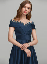 Load image into Gallery viewer, Sequins Ball-Gown/Princess Satin Saniya Asymmetrical Neck Prom Dresses Pockets With Scoop