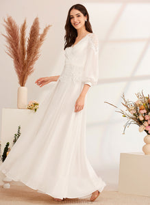 V-neck A-Line Wedding Dress Wedding Dresses Shaylee Lace Floor-Length With