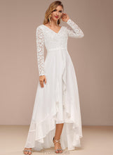 Load image into Gallery viewer, Chiffon A-Line Wedding Dress Wedding Dresses Asymmetrical Lace V-neck Karley