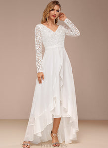 Chiffon A-Line Wedding Dress Wedding Dresses Asymmetrical Lace V-neck Karley