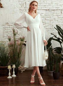 A-Line Wedding Wedding Dresses Dress V-neck Tea-Length Uerica