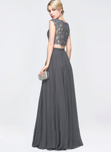 Load image into Gallery viewer, Beading Floor-Length Neck Anabelle Prom Dresses Sequins Chiffon A-Line With Scoop