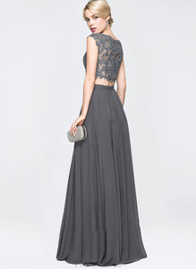 Beading Floor-Length Neck Anabelle Prom Dresses Sequins Chiffon A-Line With Scoop