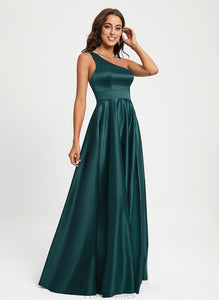 Beading Prom Dresses Kayleigh A-Line Satin One-Shoulder Floor-Length With