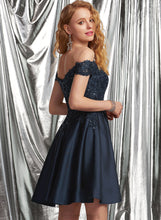 Load image into Gallery viewer, Satin Prom Dresses Off-the-Shoulder Short/Mini With Aliyah A-Line Lace Sequins