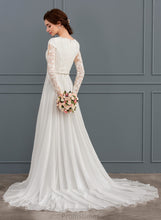 Load image into Gallery viewer, Chiffon Scoop Beading Wedding A-Line Dress Neck Court Elle With Wedding Dresses Train