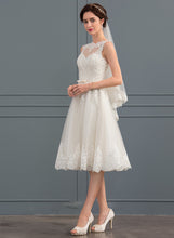 Load image into Gallery viewer, Tulle Bow(s) Annie Knee-Length With Wedding Wedding Dresses Dress A-Line Illusion