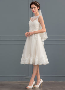 Tulle Bow(s) Annie Knee-Length With Wedding Wedding Dresses Dress A-Line Illusion