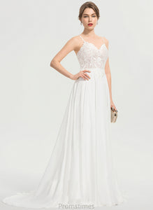 Dress Helen Split A-Line Sweep Wedding Wedding Dresses V-neck With Chiffon Train Front